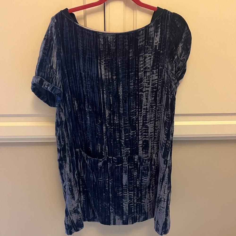 Elegant Blue Velvet Women's Shift Dress